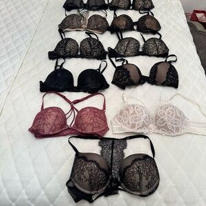 PINK Victoria's Secret Lace Bras — Black, Burgundy, Cream